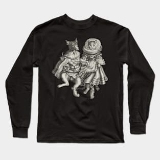 Dog and Cat Holding Hands and Dancing Sweet Love Laugh Love Vintage Long Sleeve T-Shirt